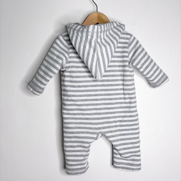 Hanna Andersson Reversible Sherpa Lined Strip Bunting Suit Size 3-6M - Picture 2 of 7